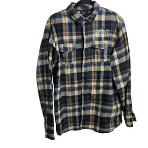 Burnside, Blue and Grey Flannel, Hard Truth Distilling Embroidered, Mens Lg